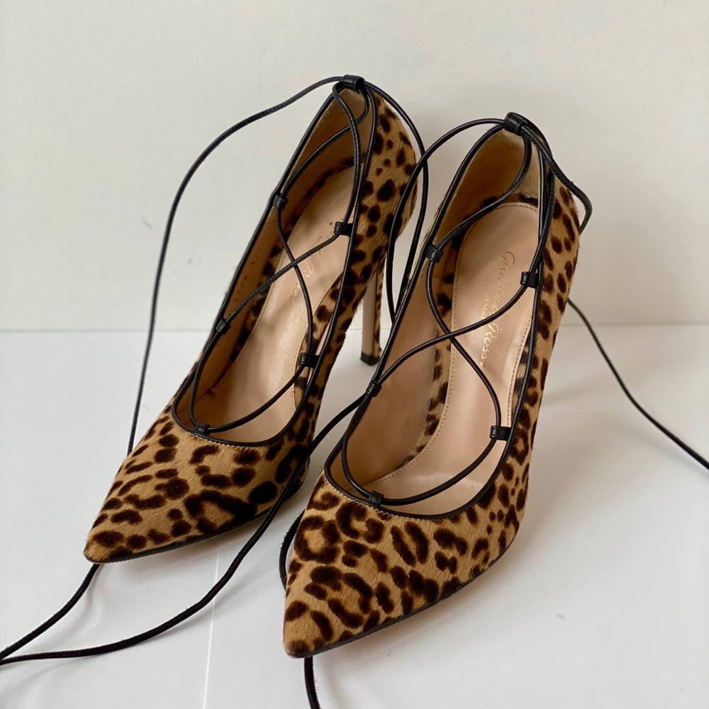 Giavanti Rossi Leopard Print Lace Up Pumps, size 37